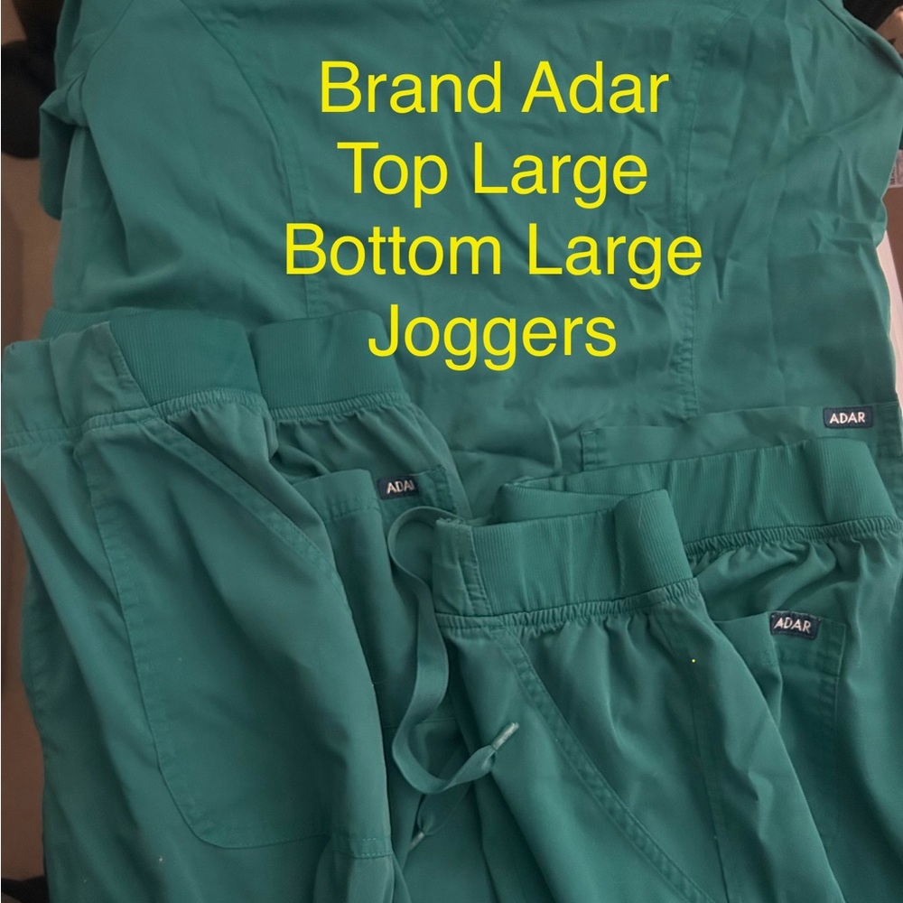 Adar Women's Hunter Green Jogger Scrub Pants (two pair) and Scrub Top